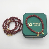 🔥Gold Jewelry Plain Gold Two Sihuan Pure Gold999Women's Cinnabar Bracelet