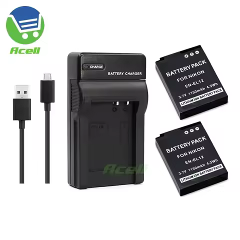 USB Charger or EN-EL12 Battery for Nikon Coolpix S9500 S9300 S640 S70 S710 S8000 AW100 S8200 S9050 S