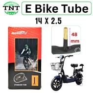 E bike tube size 14 X 2.5 AV 48mm