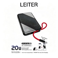 Leiter QR Code + CCC Power Bank Fast Charging 20W 10000 mAh Powerbank with Built In Cable Portable C