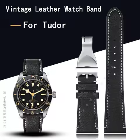 Vintage Leather Watch Band 20mm 22mm Special for Tudor Black Bay 1958 39mm 41mm GMT Pelagos Pin/Fold