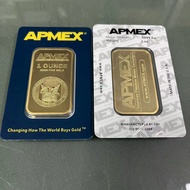 Free Shipping 1/5/10 pcs 1 oz APMEX gold Bar Gold plated Apmex Bullion Non-Magnetic sealed packing C