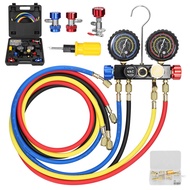 Manifold Gauge Set Air Conditioning Refrigerant Charging Tool 4-Way Dual-Value Pressure Gauge with 5