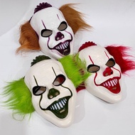 Topeng Badut Seram dengan Rambut untuk Cosplay Halloween