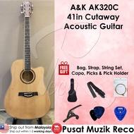 A&amp;K Guitar AK Guitar 41'' Cutaway Acoustic Guitar Kapok Gitar Akustik AK-320C Natural 【READY STOCK ACTUAL PRODUCT PHOTO】