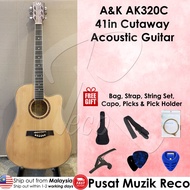 A&K Guitar AK Guitar 41'' Cutaway Acoustic Guitar Kapok Gitar Akustik AK-320C Natural 【READY STOCK A
