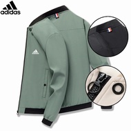 Ready Stock Adidas Men's Bomber Stand Jacket Windprood Casual Jackets hitam jaket Lelaki