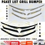 HITAM Front Bumper Grill List Package for All New Avanza Xenia Veloz 2012 2014 Chrome Black