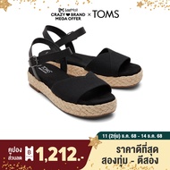 TOMS รองเท้าแตะลำลองผู้หญิง รุ่น Abby Black Slubby Woven Leather (CE) รองเท้าลิขสิทธิ์แท้