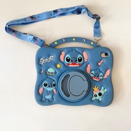 3D Stitch Invisible Stand Case With Lanyard Bracket Kids Tablet Cover With Shoulder Strap For Apple 