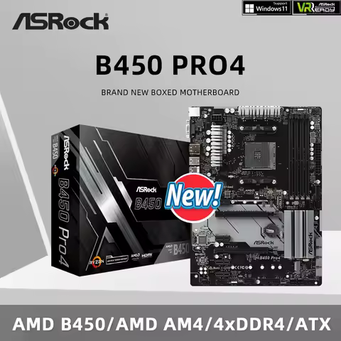 ASRock B450 PRO4 Motherboard Support 5800X3D 5700x3D 5700X 5600X 5600G 1700X 2700X CPU 4xDDR4 2xM.2