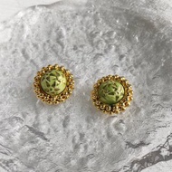 【 日本直送 名牌中古包 】CELINE 賽琳 耳環 淺綠色 圓形 vintage 古董 老品 d7prtm