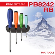 PB Swiss Tools ชุดไขควง 4 ตัว ด้ามยาง ปากแฉก รุ่น PB 8242 RB ไขควงด้ามยางชุด กล่องกระดาษ Swiss Made