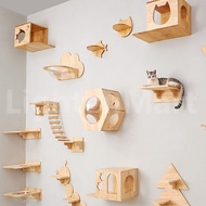 Cat Wooden Wall Mounted Toys Room House Climbing Frame Tree Cat Furniture