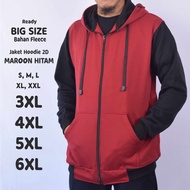 Jaket Jumbo Lelaki 2D Maroon Black Hoodie Jacket BIG Size S M L XL XXL 3XL 4XL 5XL 6XL
