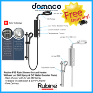 Rubine P10 Rain Shower Instant Heater With Air Jet 360 Spray &amp; DC Water Booster Pump