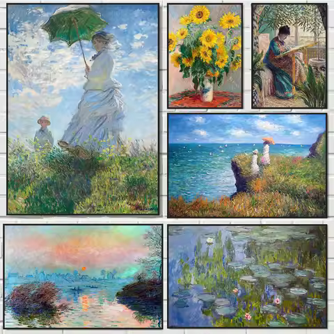 Claude Monet Classic Art Collection Paintings Canvas Poster and Prints Wall Art Pictures for Hall Li