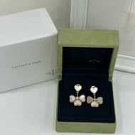 VCA/梵克雅寶 玫瑰金白貝母鑲鑽四葉草耳環 配件有包裝盒 17年