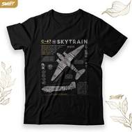 Kaos C-47 Skytrain military aircraft world war TSHIRT BAJU DISTRO