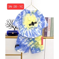 27-60kg cotton boys' short sleeve clothes set - Large size stone-washed boys' set