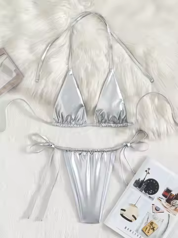 Extreme Mini Micro String Bikini PU Leather Bikini Women Swimwear Female Swimsuit Two-pieces Bikini 