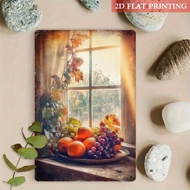 Autumn Harvest Fruit Metal Sign,Iron Wall Decor, Rustic Fall Windowsill Vibe