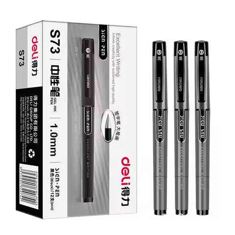 3 pcs/lot Deli Brand Retractable Gel Pens 1.0mm Ballpoint Pen for School Office Writing Taking Notes