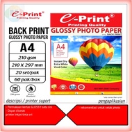 e print kertas foto 210 gsm ukuran A4 back print/watermark (profesional photo paper) isi 20 lembar p