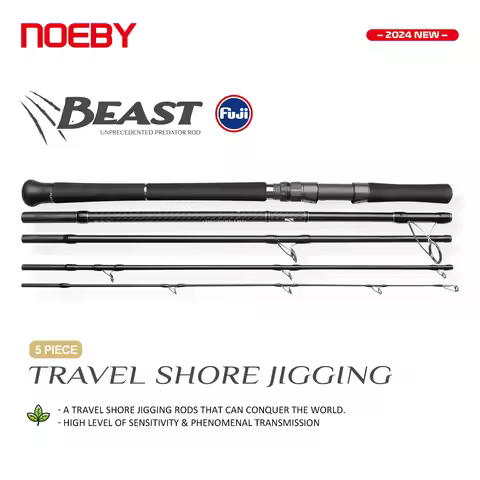 NOEBY Beast Travel Shore Jigging Rod 2.9m 5-Piece Portable Spinning Rod Max Lure 80g Fuji Components