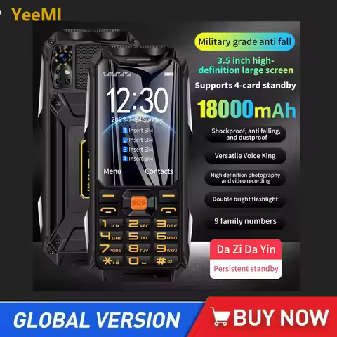 YEEMI Q9 GSM 2G&4G Network Mobile Phone 2G 4SIM 4G 2SIM Cards Rugged Bar Cellphone 3.5“ HD Display B