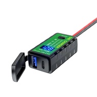 ✿ Waterproof 12V 24V Motorcycle QC3.0 PD Type C Charger SAE to USB Adapter with Voltmeter & ON/Off S
