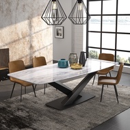 Nordic marble table luxury dining table and chair combination home luxury modern Stainless steel rectangular dining table