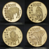 4 Types Zambia Commemorative Coins Diamond-Studded Buffalo Gold Coins Wild Animals Elephants Lion Co