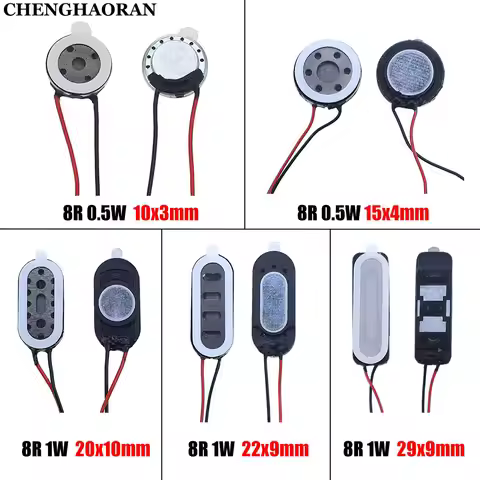 2/5pcs 8 ohm 8R 0.5W 1W 0.5 1 Watt Loudspeaker With Wire Diameter 10mm 15mm 2010 2209 2909 Buzzer Lo