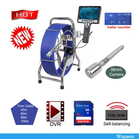 Wopson 38mm 7 Inch Monitor Handheld Portable Waterproof Plumbing Sewer Drain Pipe Inspection Underwa