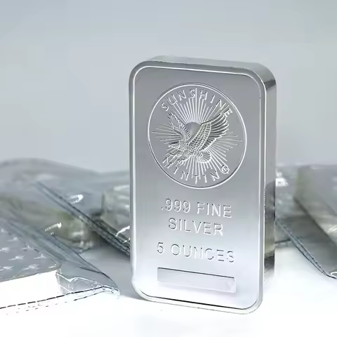 1 Pcs Non Magnetic Sunshine Minting American Bar 5 OZ Silver Plated Badge Collectible Decoration Bar