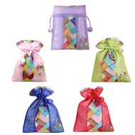 Korean Traditional Lucky Bag, Patchwork Pouch Drawstring Gift Bags, Perfect for Birthday Parties, Wedding, and Christmas, Set of 5