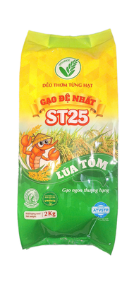 Gạo Đệ Nhất ST25 Lúa Tôm túi 2kg - Thơm ngon thượng hạng