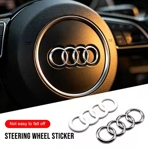 63x22mm Car Steering Wheel Emblem Interior Decals Sticker for Audi C6 C5 C7 4F A1 A7 A8 A6 Q3 A3 B5 