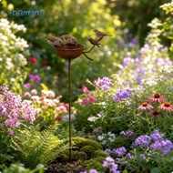 [Shamjina] Stake Bird Bath Rust Finish Iron Avian Bath Bath Weathered Garden Birdbath