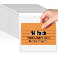 44 Pack labels for storage bins, Adhesive Pockets, Index Card Pockets with Top Open for Loading, Cle