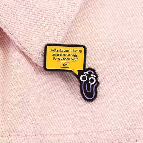 Microsoft Clippy Office Assistant Enamel Pin It Looks Like You're Having an Existential Crisis Brooc