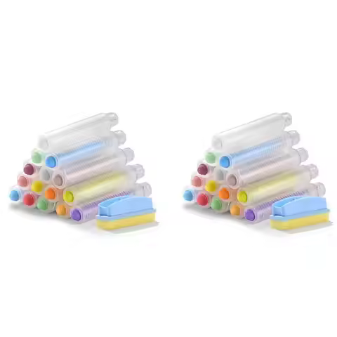 J1UL1N 30Pcs Dustless Chalk Set With Chalkboard Eraser, Colored Chalk With Holder,Color Sidewalk Cha