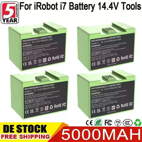 Rechargeable 14.4V 5000mAh Battery for iRobot Roomba i7, i3-i8 J7 E5 Series Vacuum Cleaner Replaceme