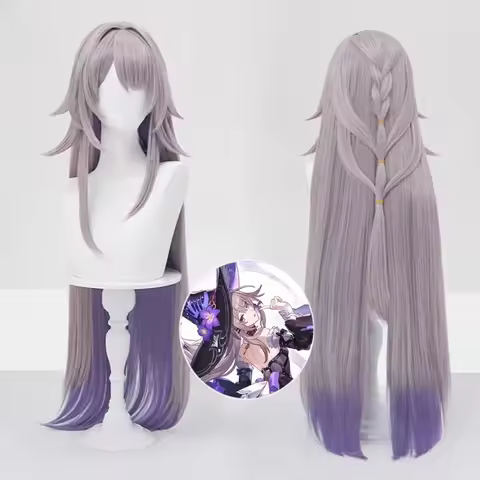 The Herta Cosplay Wig 95cm Long Straight Purple Mixed Wig Cosplay Anime Cosplay Wig Heat Resistant S