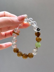 天然白水晶手串 尺寸 10mm 左右 搭配沉香 青提奶蓋岫玉