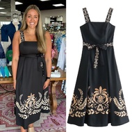 Black Vintage Pattern Dress 76072 (TA)