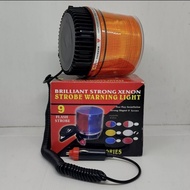 Lampu rotari rotary atap tempel strobo warning light 12V 12 volt 24V 24 volt patroli polisi led kuning kedip 9 flash magnet