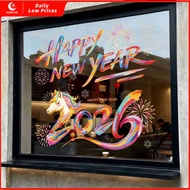 2026 Year of the Horse Glass Sticker New Year Window Static Sticker Dopamine Window Grille Window St
