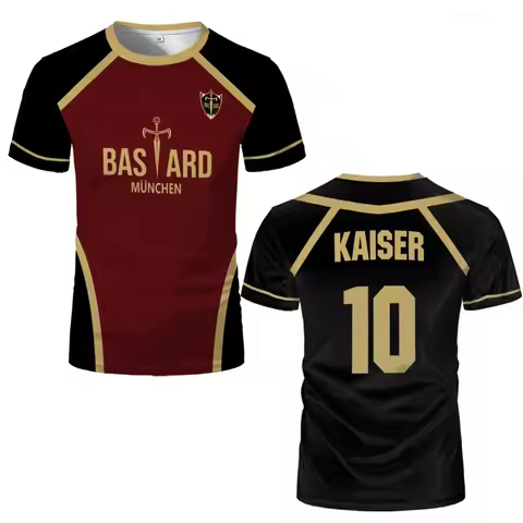 Blue Lock Anime Jersey Futsal Cosplay Football Motif VL Replika Bastard Munchen Men T-shirt Summer S